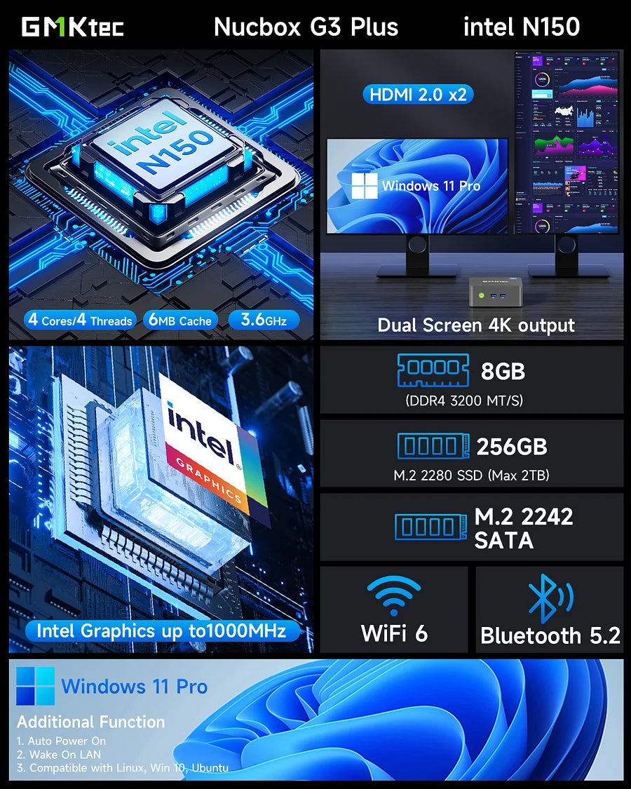 GMKtec NucBox G3 Plus Mini PC - Intel Twin Lake N150