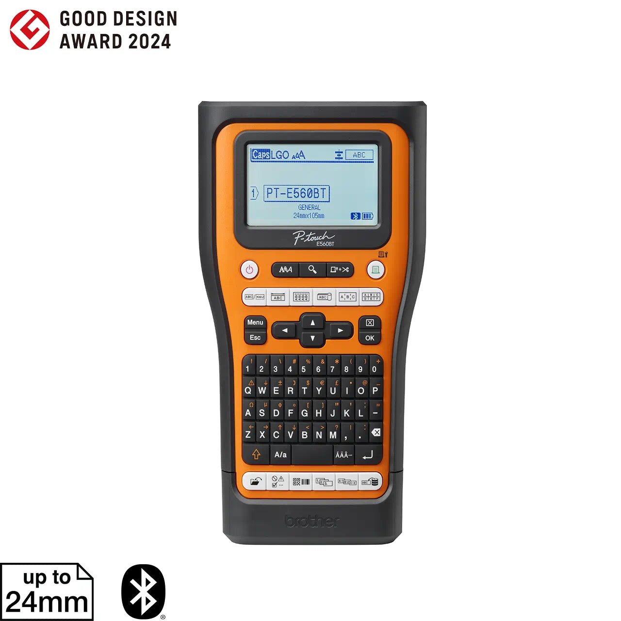 P-Touch H110 : Handheld/Mobile Printer, 2 lines of print, 3 fonts, 253 symbols, 16 frames, Manual cutter, uses 6, 9 & 12mm Laminated & Speciality Tapes, QWERTY Keyboard - (9 Volt Adapter Not Included)